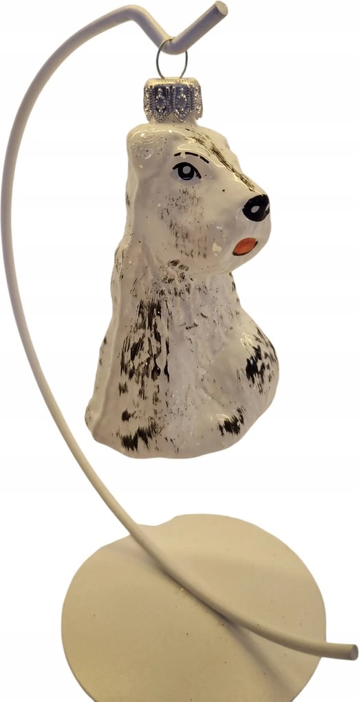 Karácsonyfa gömb üveg alakú kutya schnauzer fehér