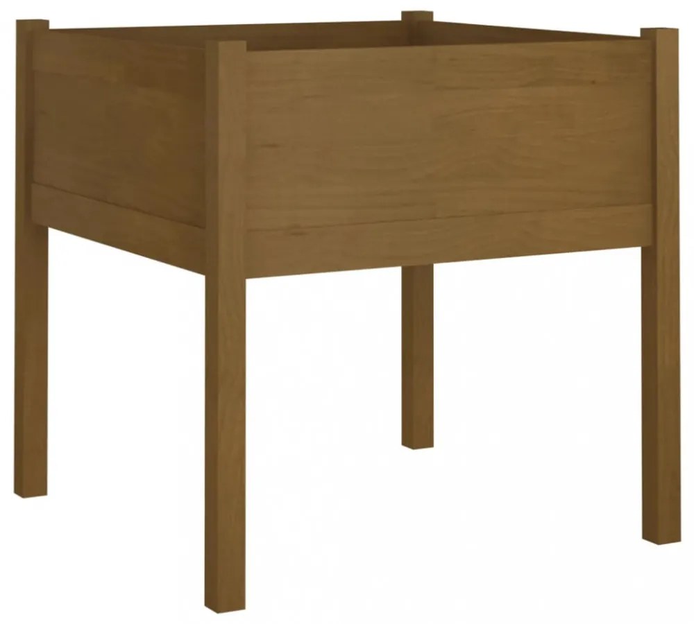 2 db mézbarna tömör fenyőfa kerti virágtartó 70 x 70 x 70 cm