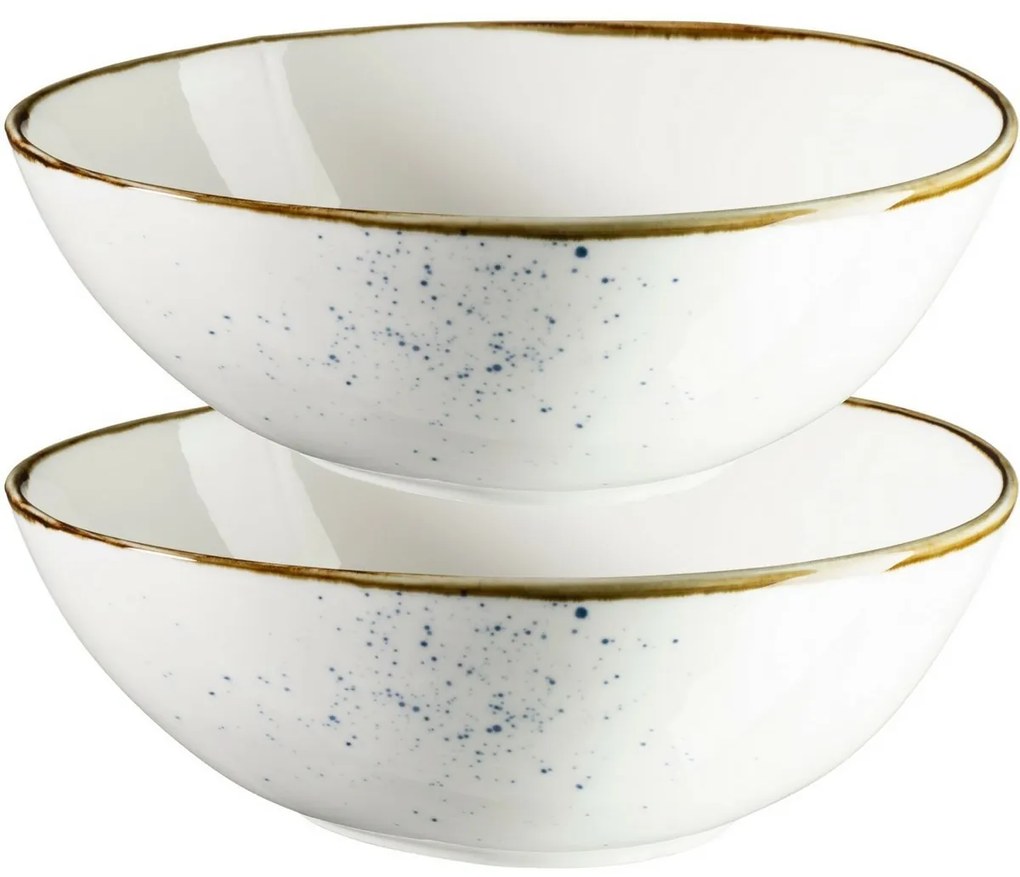 Mäser 2 részes ovális tálkészlet Pintar White kékpöttyös 22 x 19 cm