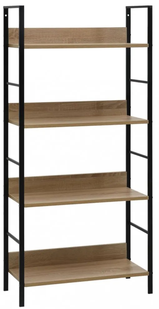 4 szintes tölgyszínű szerelt fa könyvespolc 60x27,6x124,5 cm