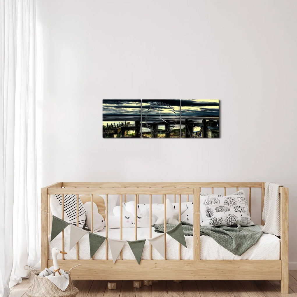 Szivárvány a tenger felett képe (órával) (90x30 cm)