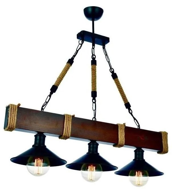 Csillár láncon KUTUK 3xE27/60W/230V barna