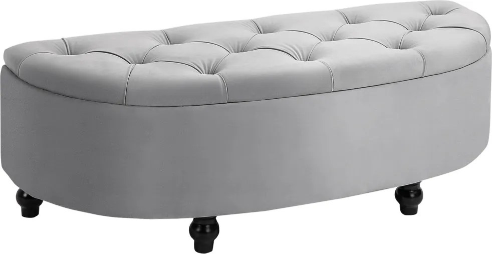 HOMCOM Tárolópad, Kárpitozott pad bársonyhatású bevonattal, tárolósláda falábakkal, 120 x 46 x 42 cm, szürke