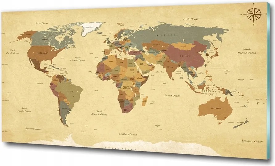 Fotótapéta üvegfalra Politikai térkép 125x50