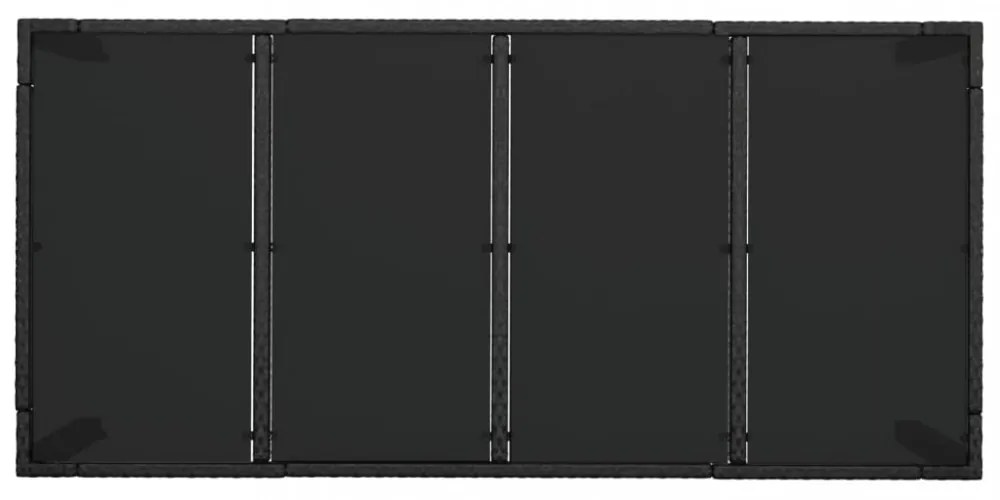 fekete polyrattan üveglapos kerti asztal 190 x 90 x 75 cm