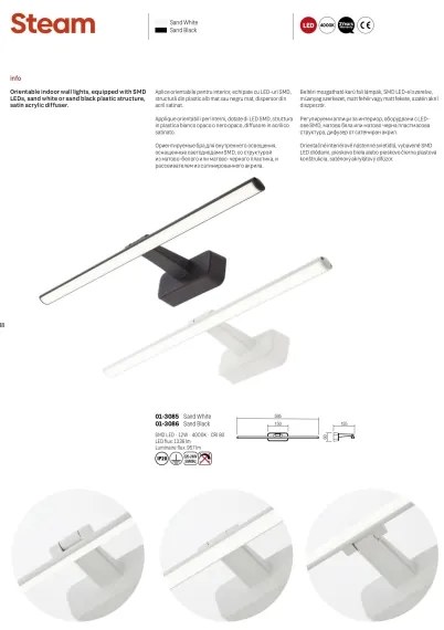 Redo 01-3085 - LED Képmegvilágító STEAM LED/12W/230V fehér