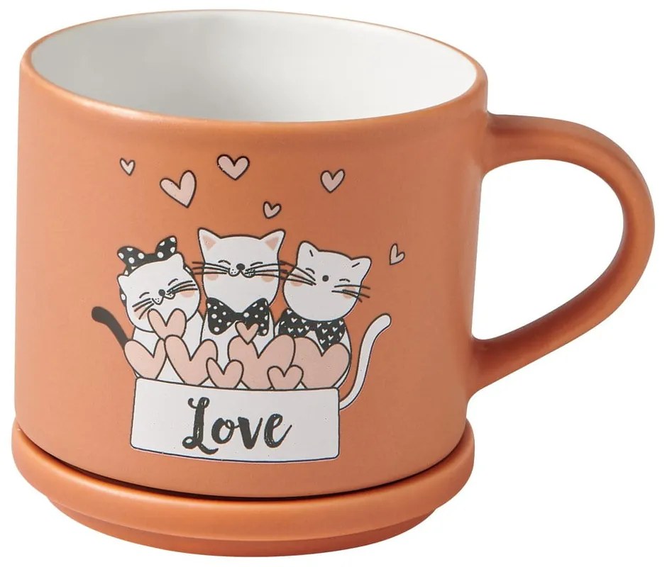 Narancssárga-bézs porcelán bögre szett 2 db-os 350 ml Cats – Brandani