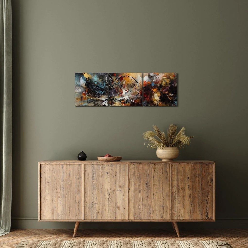 Kép - Absztrakt grafika (órával) (90x30 cm)