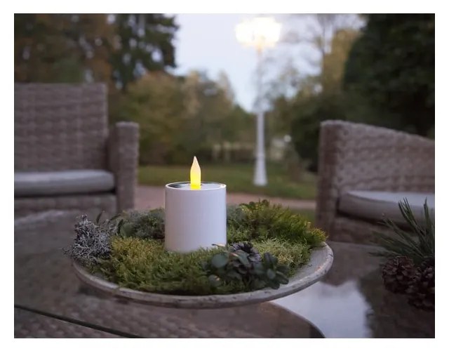 Saul fehér kültéri napelemes LED gyertya, magaggás 7,3 cm - Star Trading