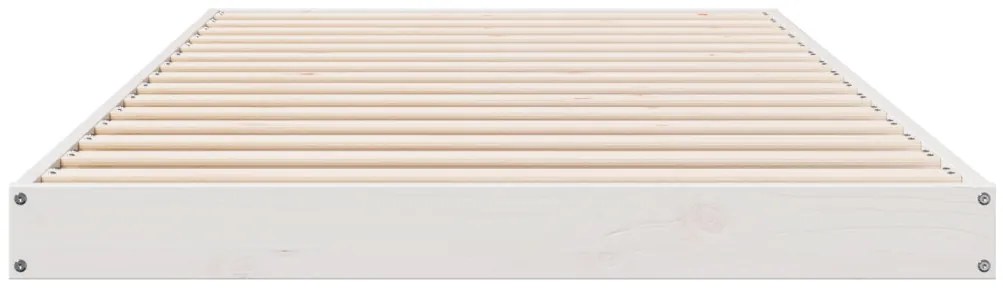 Padlószintű Ágykeret Fehér 100x210 cm Szilárd Fenyőfa