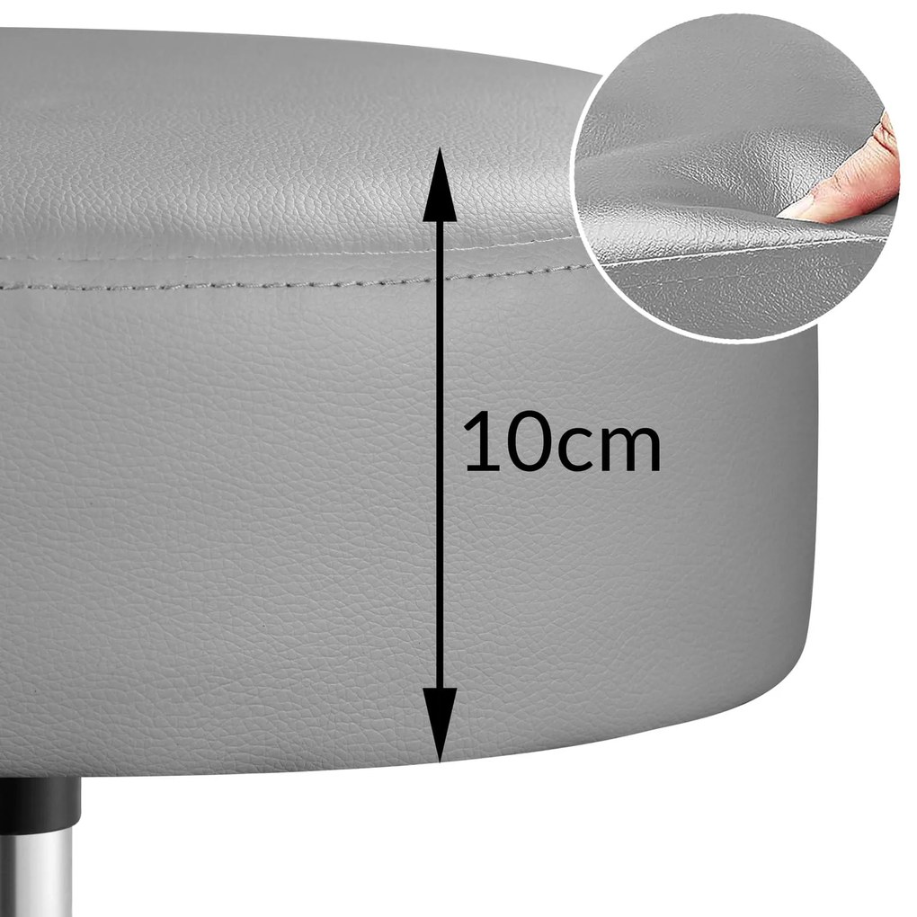 Casaria OXANA lábtartós görgős puff, Ø35cm, szürke