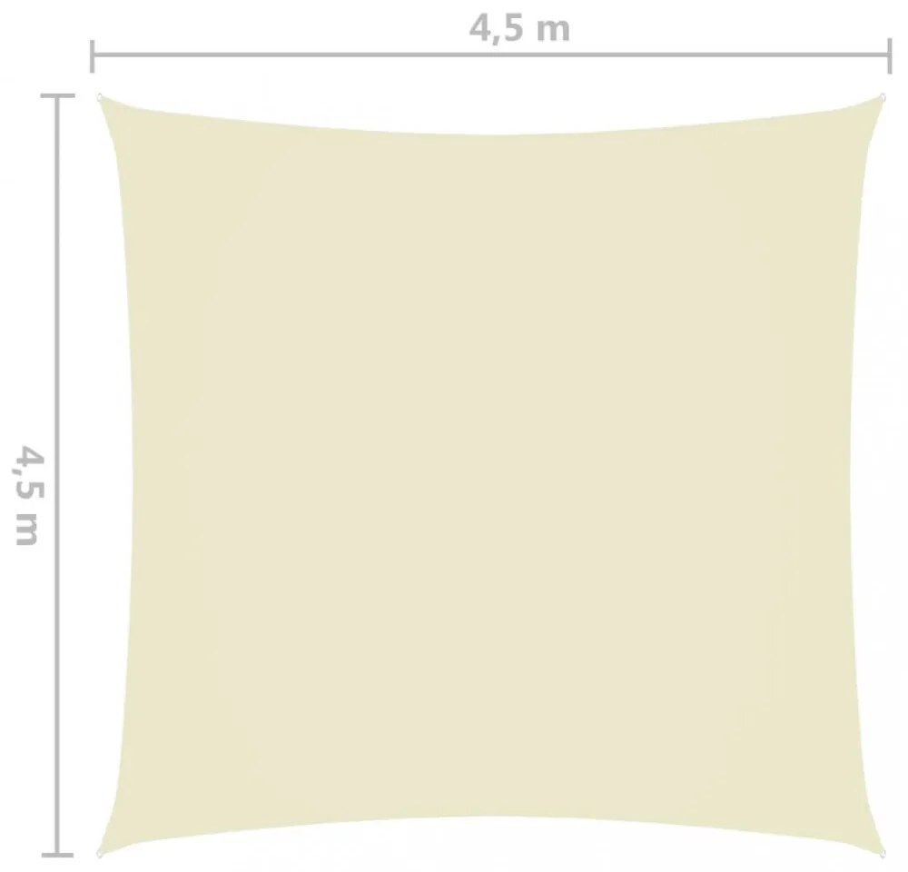 krémszínű négyzet alakú oxford-szövet napvitorla 4,5x4,5 m