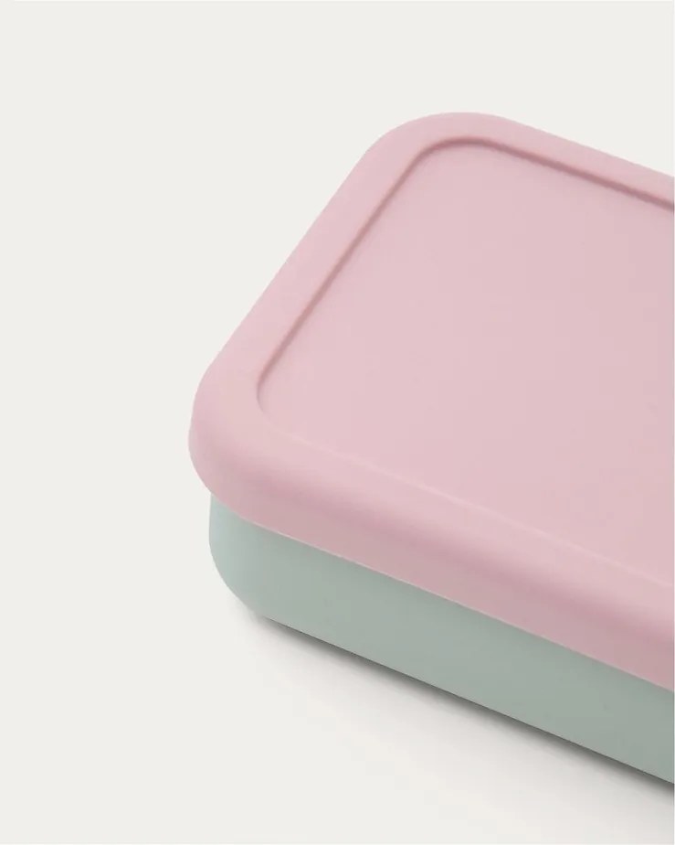 Rózsaszín-türkiz szilikon gyerek uzsonnás doboz Lili – Kave Home