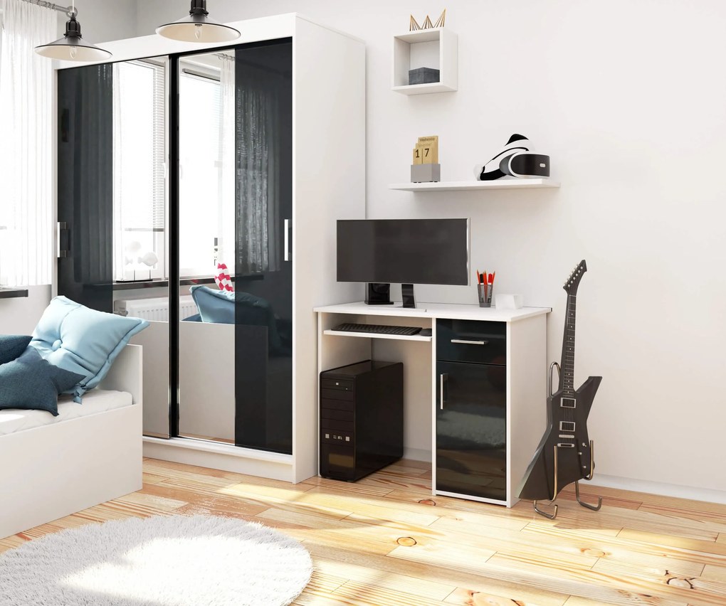 PC asztal Padma (fehér + fényes grafit). Akció -15%. 1068908