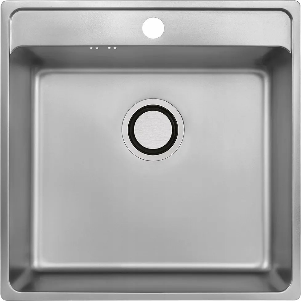 Inox Acél Mosogató Sima 49x48 Süllyesztett Pultra 1 Rekeszes Lyukkal