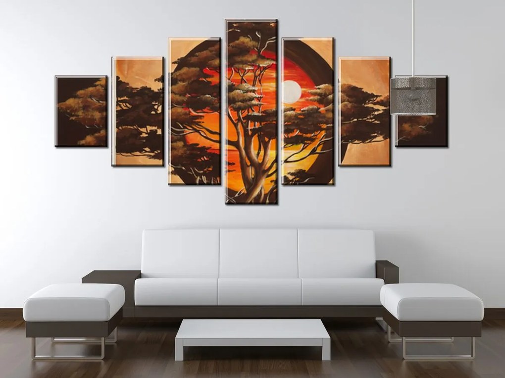 Gario Kézzel festett kép Szférikus fa - 7 részes Méret: 210 x 100 cm