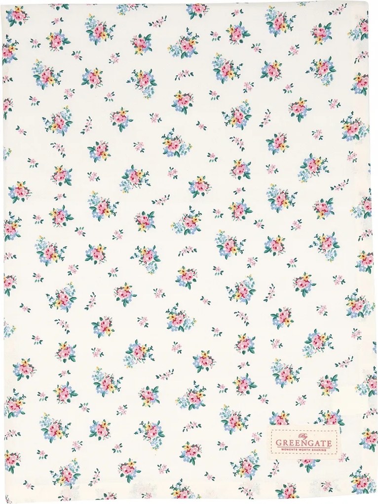 Abrosz Augusta White Green Gate pamut asztalterítő, 130 x 170 cm