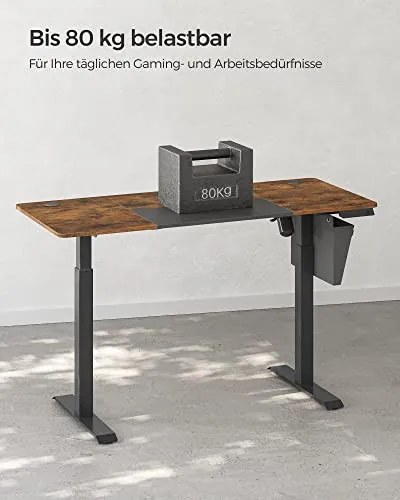 Elektromosan állítható íróasztal komplett, rusztikus barna 140x60x72-120cm