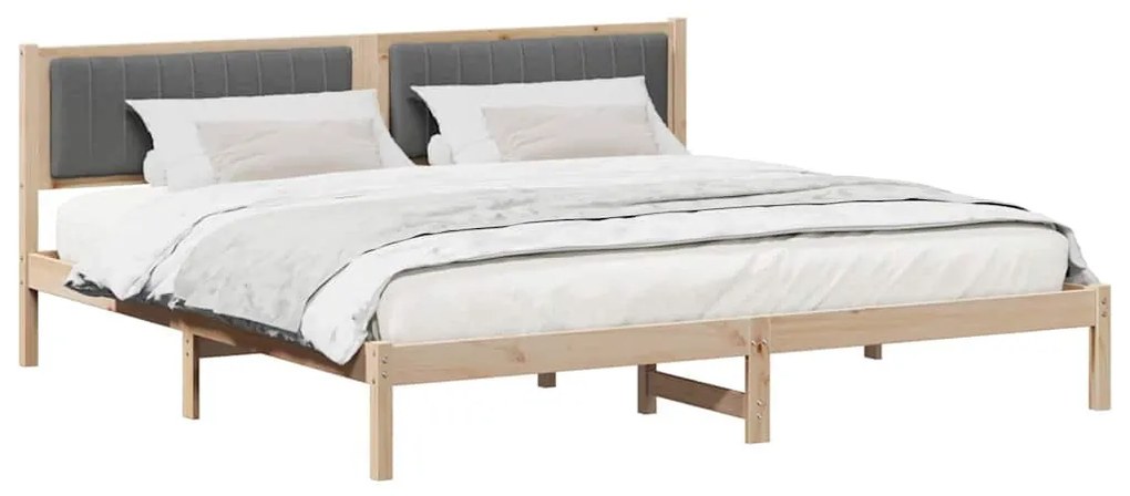 Ágykeret fejtámlával Sötétszürke 200 x 200 cm Tömör fenyőfa