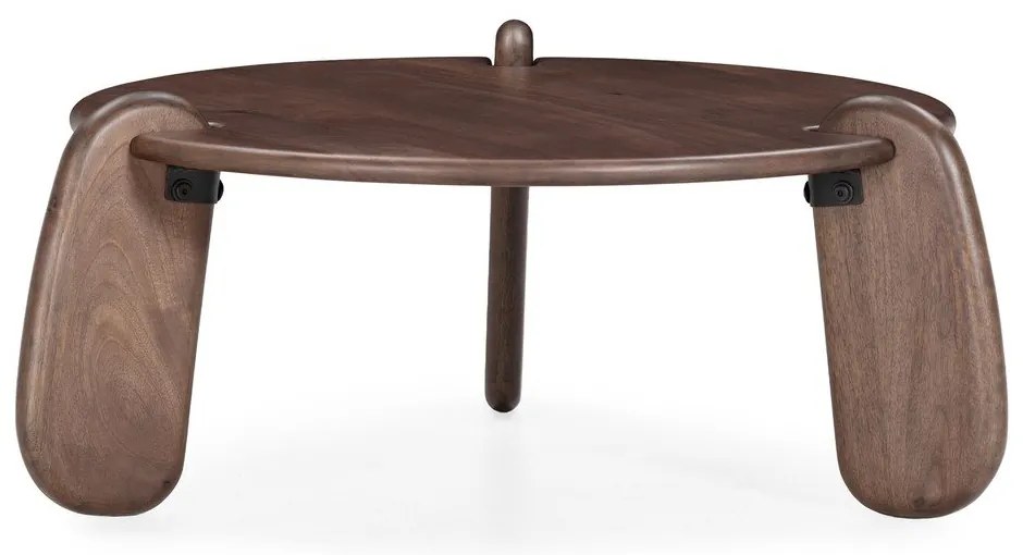 Sötétbarna mangófa kerek dohányzóasztal ø 80 cm Tamira – MOME