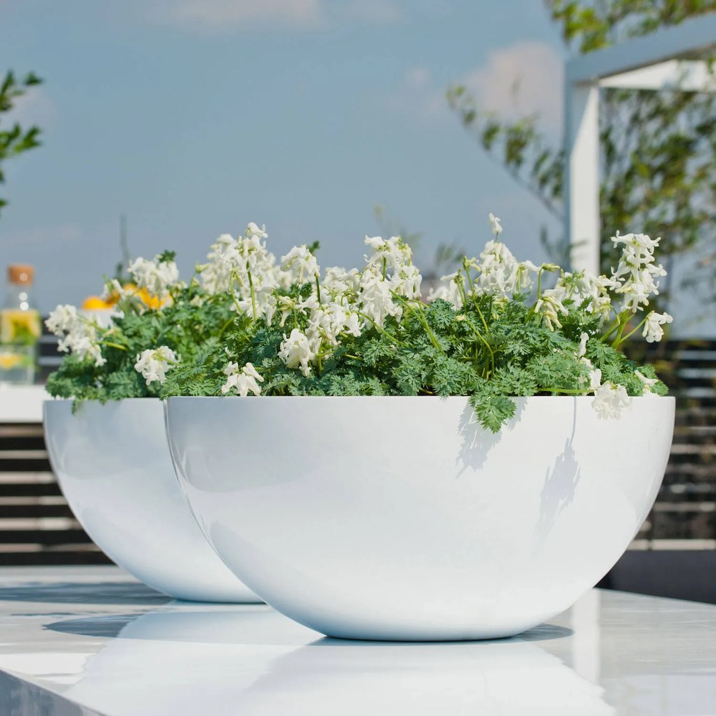 Pottery Pots Vic Bowl ültetőgép, matt fehér, többféle méretben - PotteryPots méret: S - h 18 cm, ⌀ 38,5 cm
