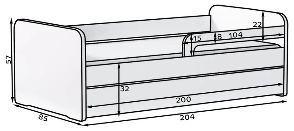 Fehér gyerekágy matraccal-ágyráccsal 80x200 cm Duuli – ELTAP