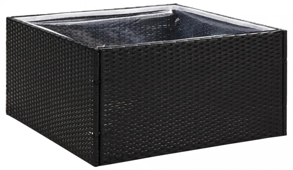 fekete polyrattan kerti ültetőláda 80 x 80 x 40 cm