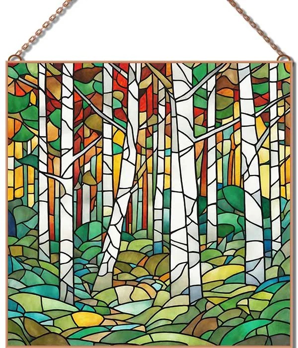 Stained-Glass-Forest-3 üvegkép, falikép