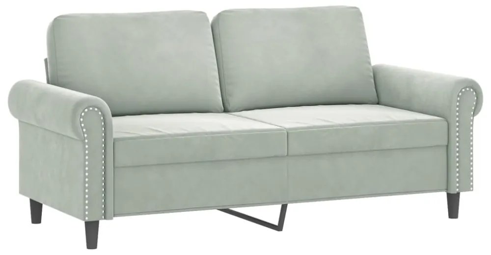 vidaXL 2 személyes világosszürke bársony kanapé díszpárnákkal 140 cm