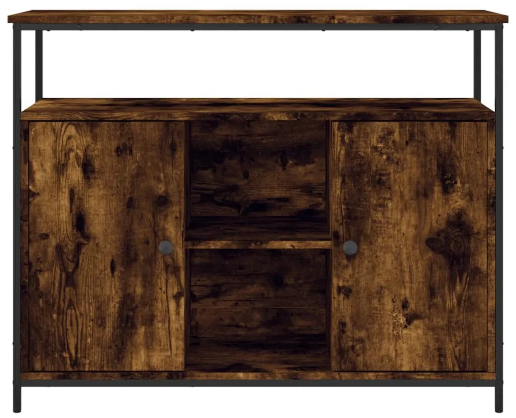 füstös tölgy színű szerelt fa tálalószekrény 100 x 35 x 80 cm
