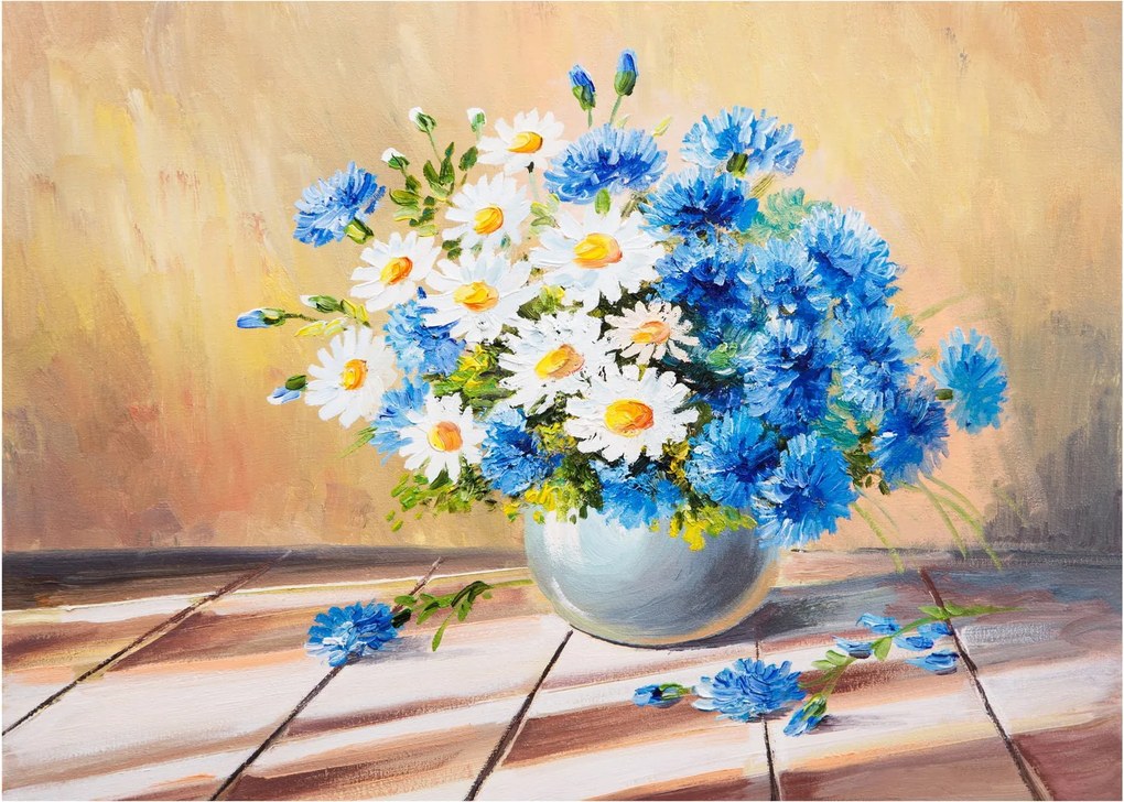Festett kép egy váza virágról (üvegen) (70x50 cm)