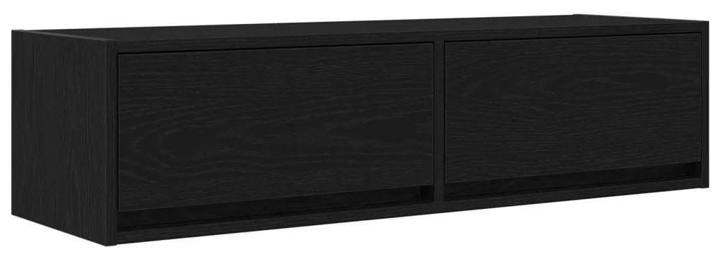 TV Szekrény Fekete Tölgy 100x31x25,5 cm Szerelt Fa