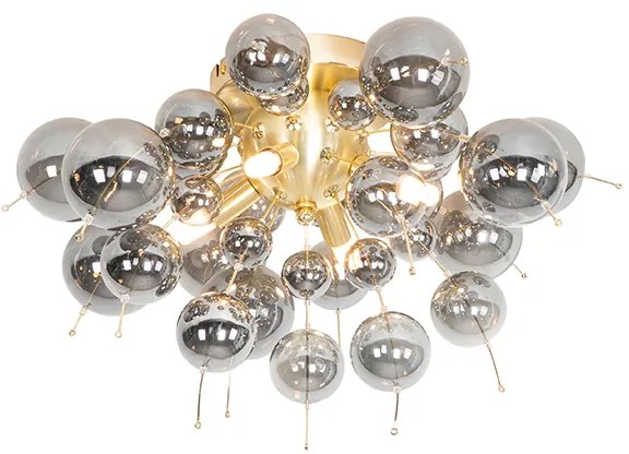 Design mennyezeti lámpa sárgarézzel és füstüveggel 4-lámpás - Explode