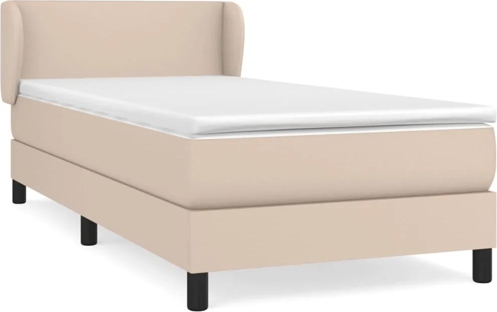 vidaXL cappuccino színű műbőr rugós ágy matraccal 90 x 190 cm