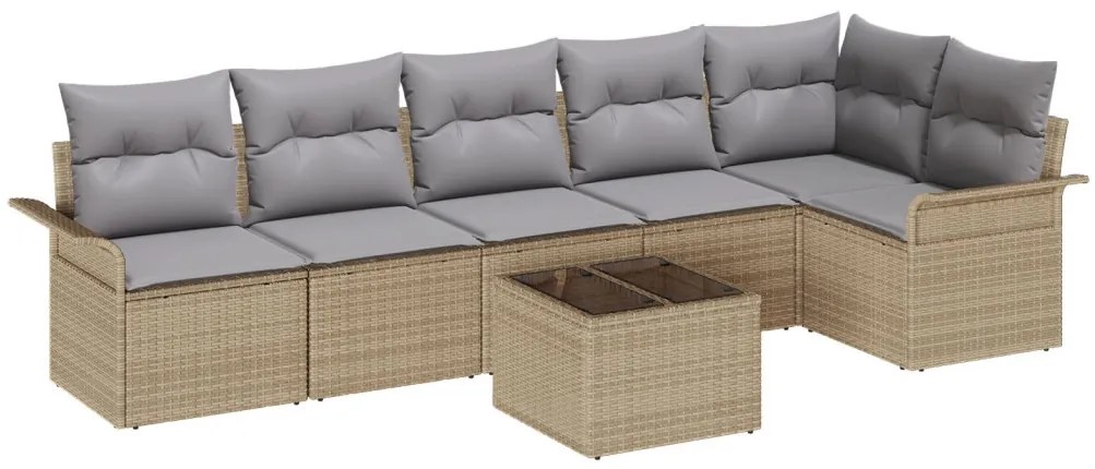 Kerti Kanapé Szett párnával 7 pcs Bézs Poli rattan