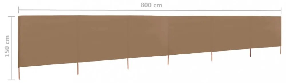 tópszínű szövet 6-paneles szélfogó 800 x 120 cm
