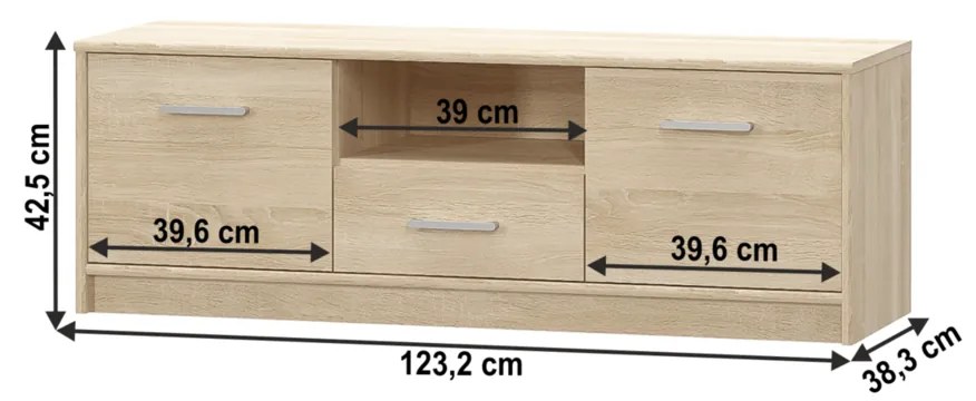 TEYO 2D1S TV-állvány, sonoma tölgy
