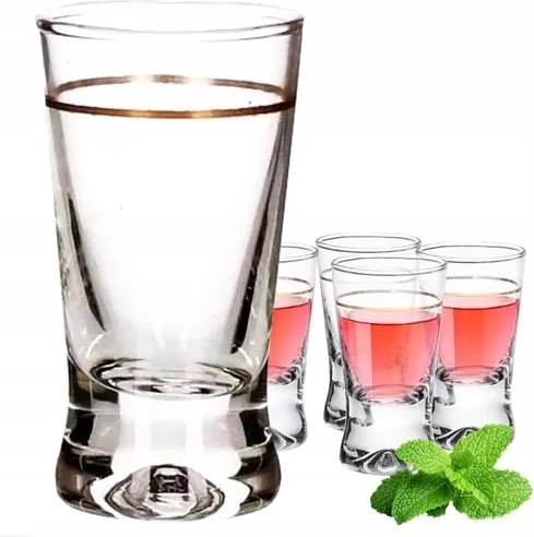 Poharak X 6DB 25 ML Vodka Shot Tequila Pálinka Arany Csík