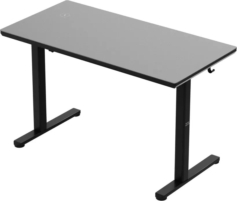 Állítható magasságú íróasztal, 120 x 60 cm, fejhallgatótartóval, üveglappal fekete