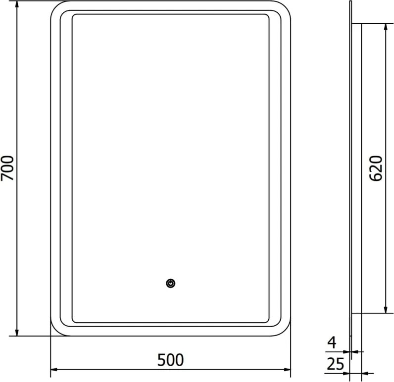 Mexen Zusa 50 x 70 cm-es, LED 6000K, páramentes fürdőszobai tükör - 9808-050-070-611-00