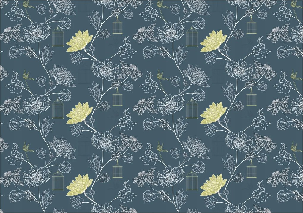 Fotótapéta Virágok és madarak finom minta 350x250 hálószoba nappali +ragasztó