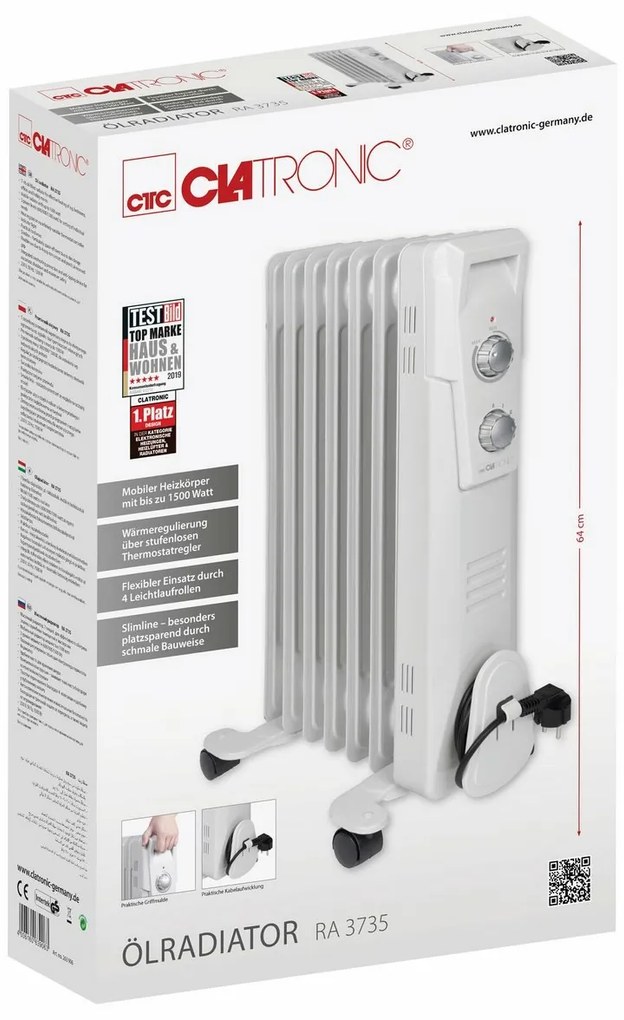 Clatronic RA 3735 olajradiátor, 7 bordás