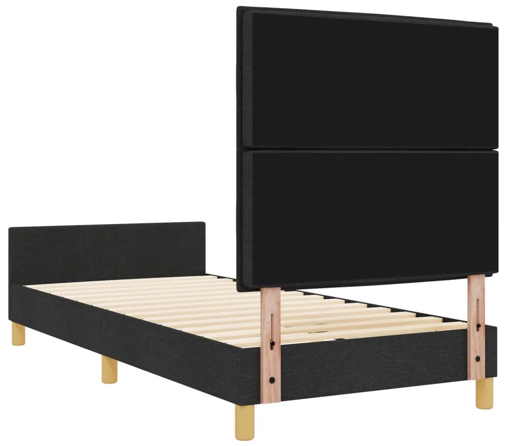Fekete ágykeret 100x200 cm szövetből