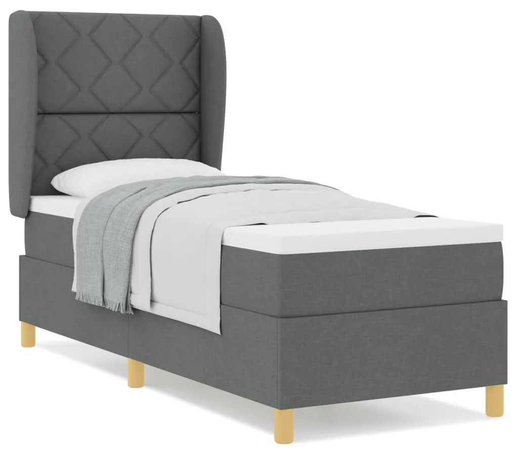 Boxspring Ágy Matracokkal Sötét Szürke 80x200 cm Szövet