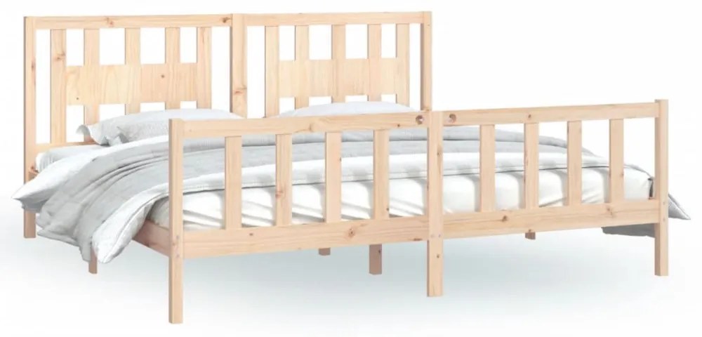 tömör fenyőfa ágykeret fejtámlával 200 x 200 cm