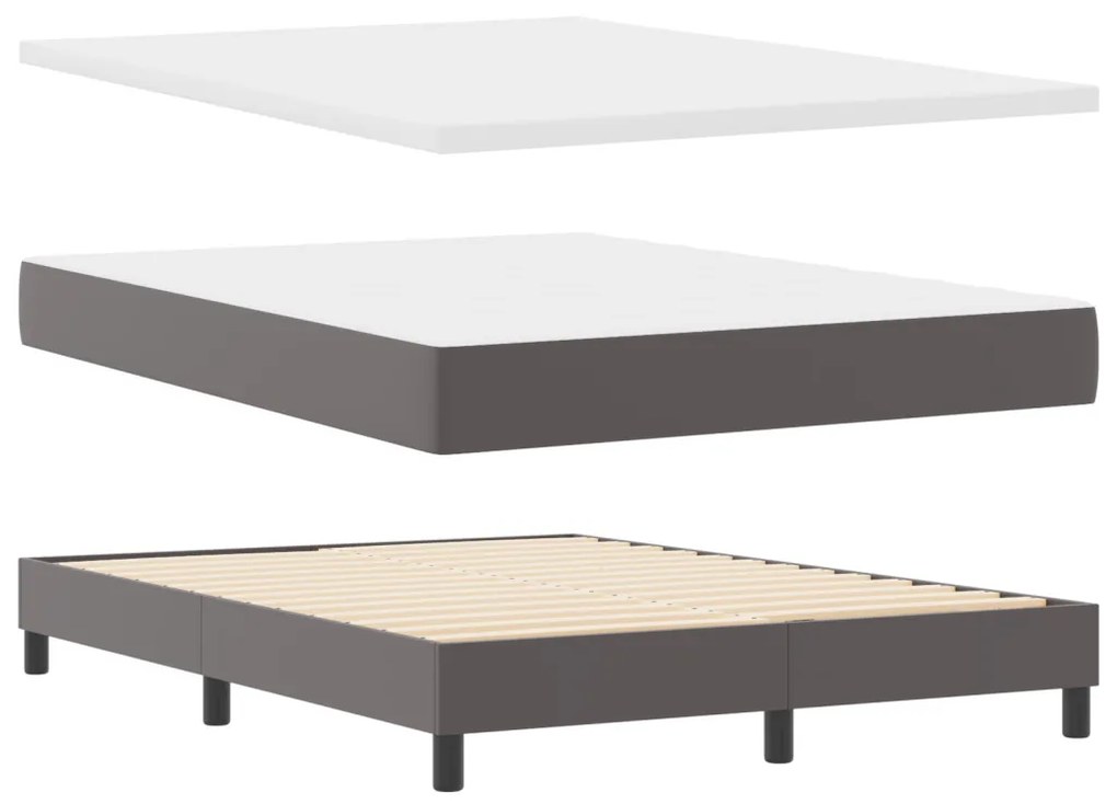 Boxspring ágy matraccal Szürke 140x190 cm Műbőr