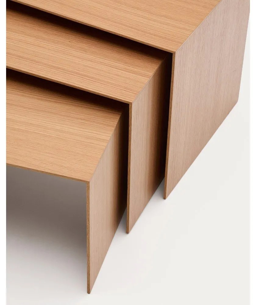 Tárolóasztal szett tölgyfa dekorral 3 db-os 40x60 cm Litto – Kave Home