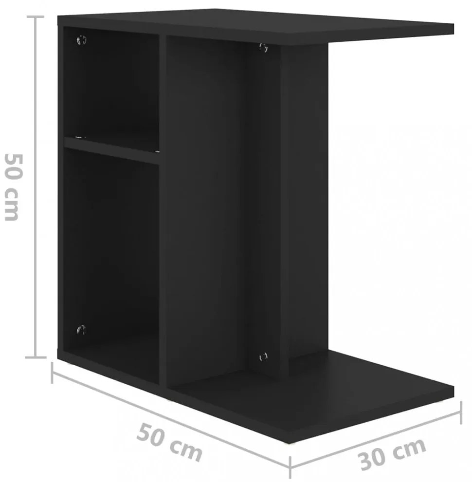 fekete szerelt fa kisasztal 50 x 30 x 50 cm