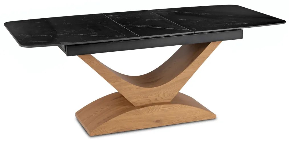 Stół ALICANTE Ceramiczny Rozkładany 160-200 cm Czarny márvány/Dąb
