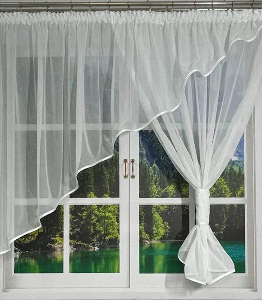 Készfüggöny 300x130,fehér fátyol,bal oldali csővel